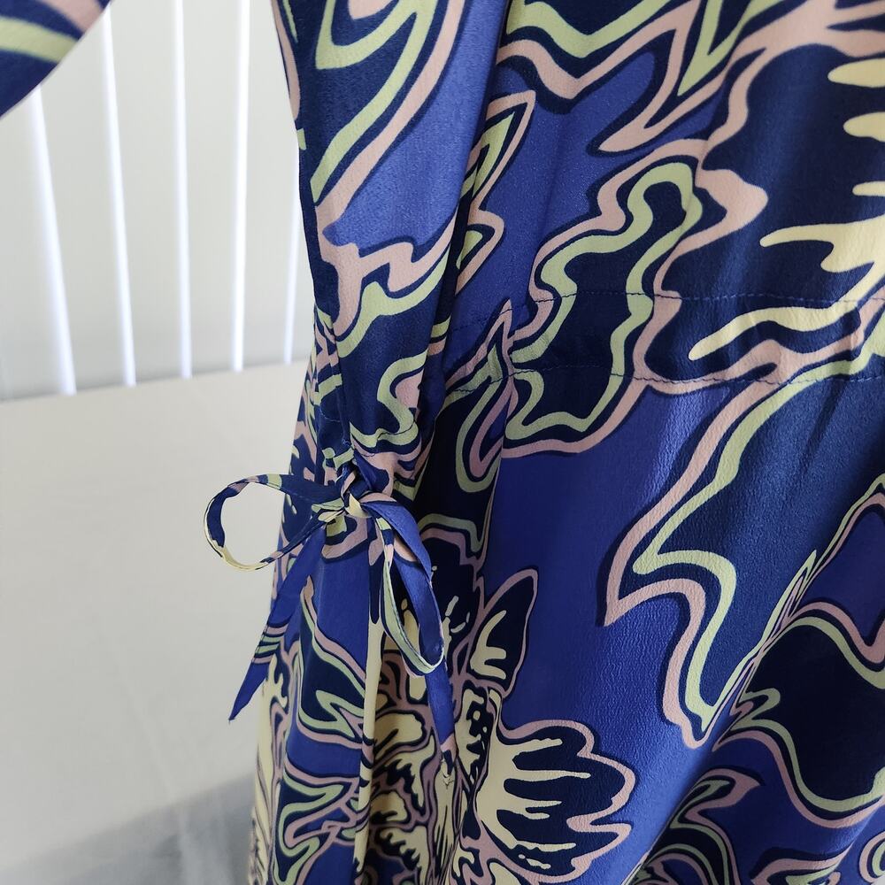 Closed Emily Maxi Dress Oversized Silk Blend Blue Abstract Print Size XXS NWOT - Picture 12 of 16